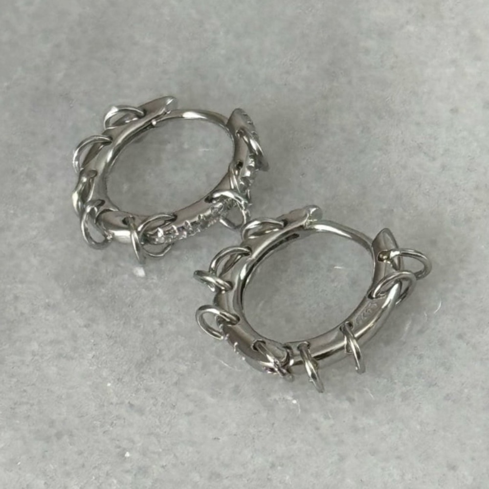 Sterling Silver Crystal Pave Chain Dangle Hoop Earrings 

Brand New - Picture 2 of 5